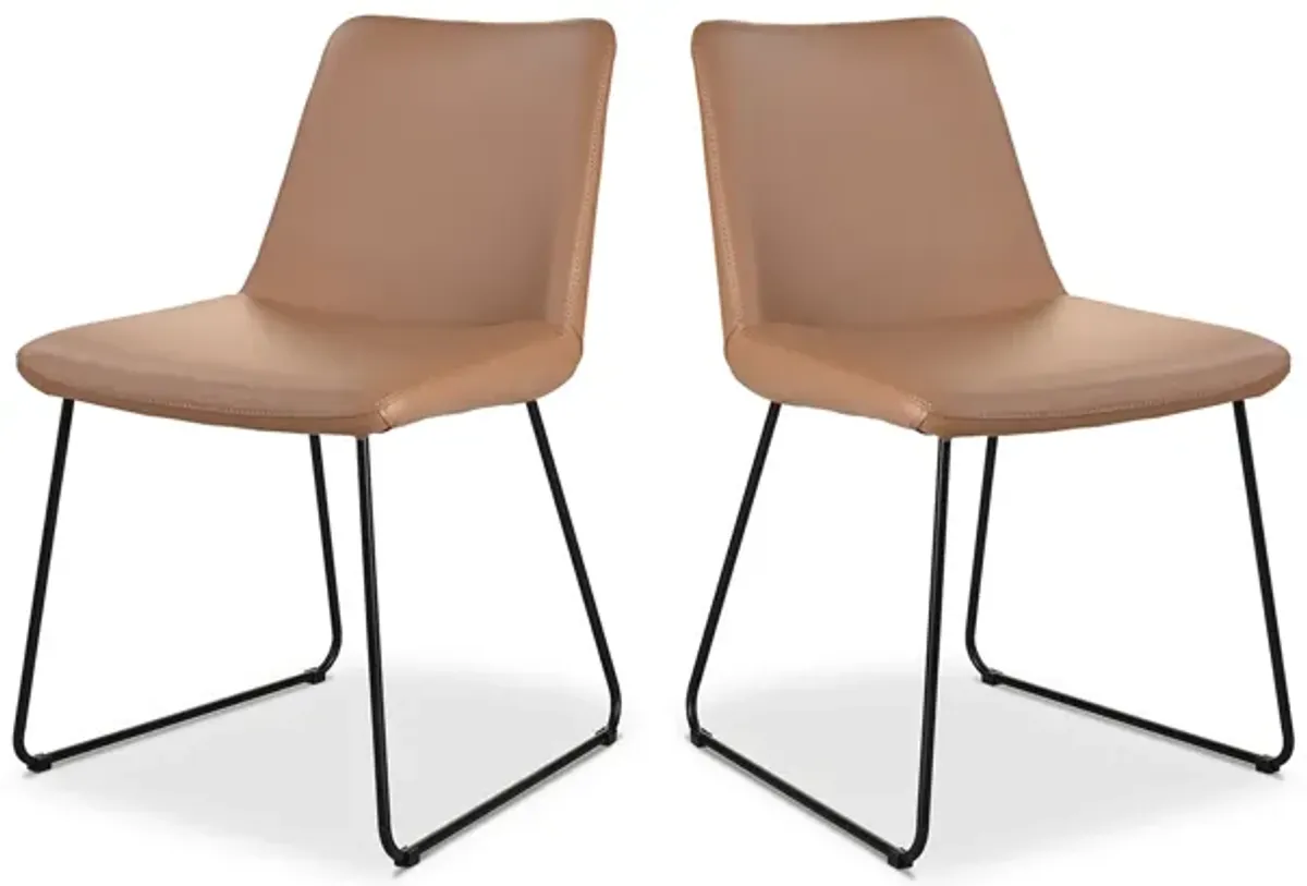 VILLA DINING CHAIR LIGHT BROWN-SET OF TWO