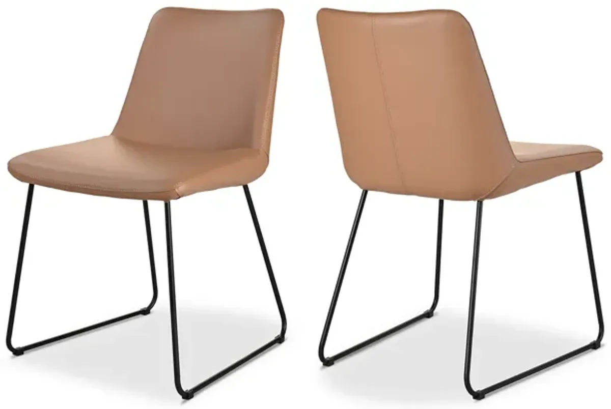 VILLA DINING CHAIR LIGHT BROWN-SET OF TWO