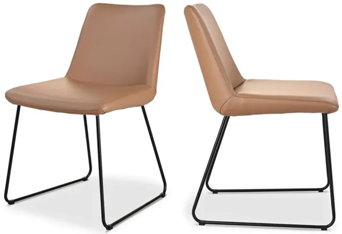 VILLA DINING CHAIR LIGHT BROWN-SET OF TWO