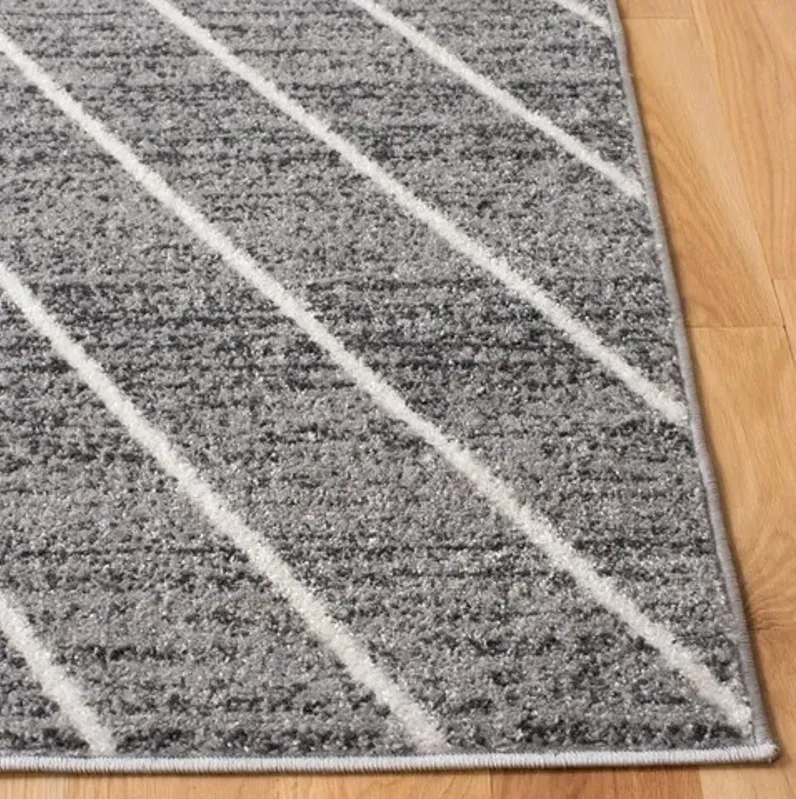 ADIRONDACK Contemporary Dark Grey / Ivory 6' X 6' Square Powerloomed Rug