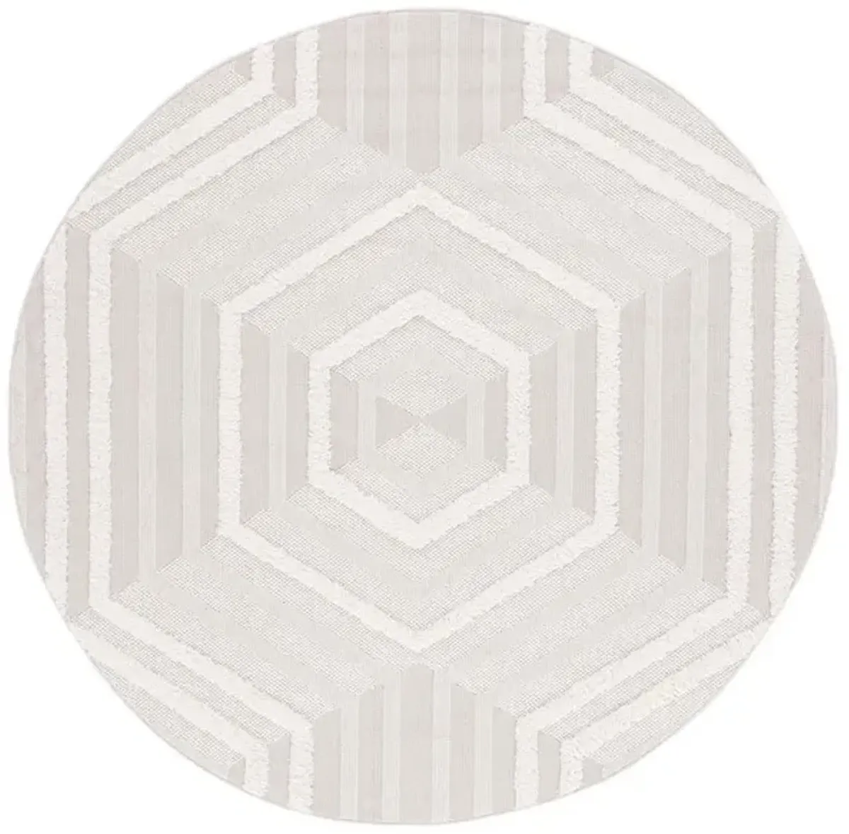 TRENDS 114 Beige 5'-3' X 5'-3' Round Round Rug