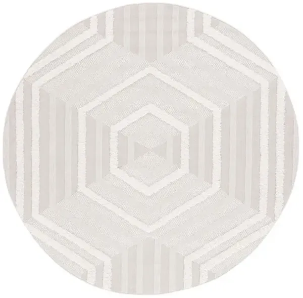 TRENDS 114 Beige 5'-3' X 5'-3' Round Round Rug