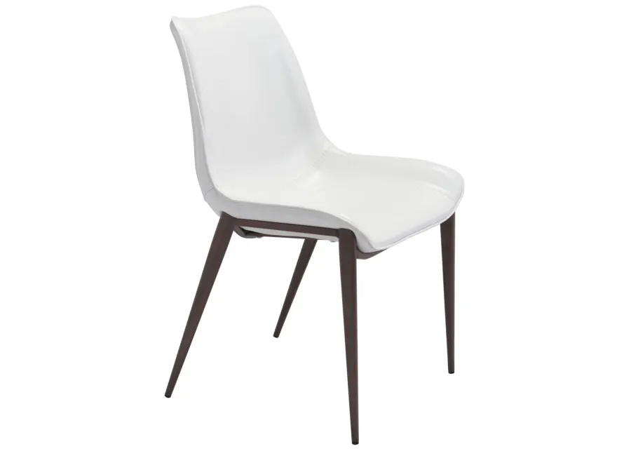 Magnus Dining Chair (Set of 2) White & Walnut