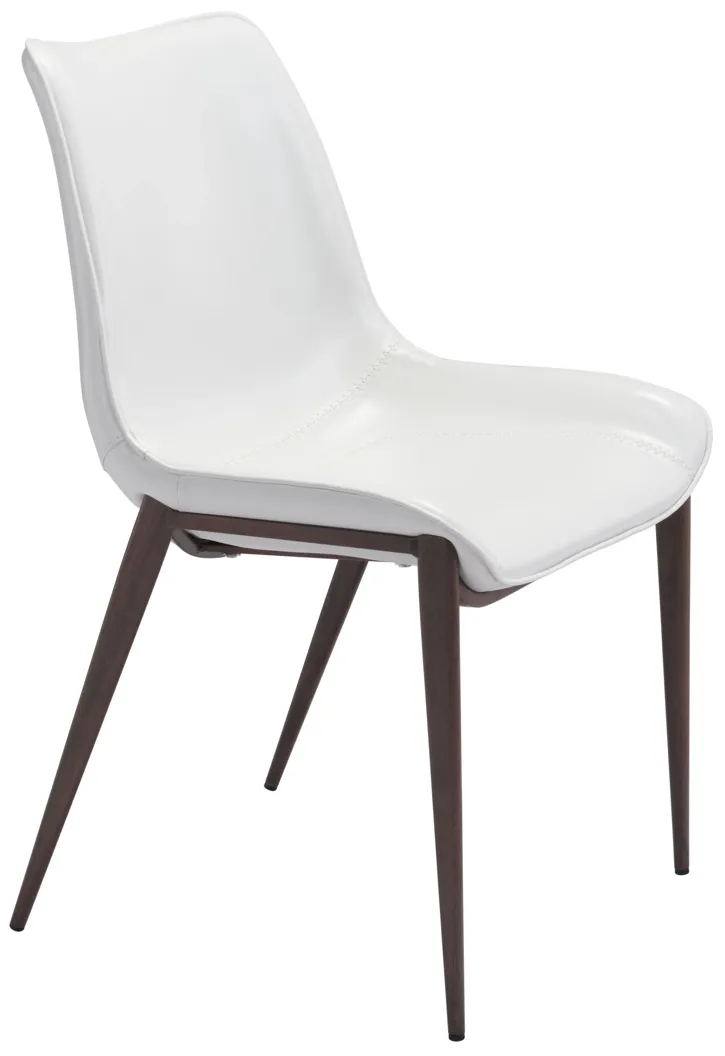 Magnus Dining Chair (Set of 2) White & Walnut