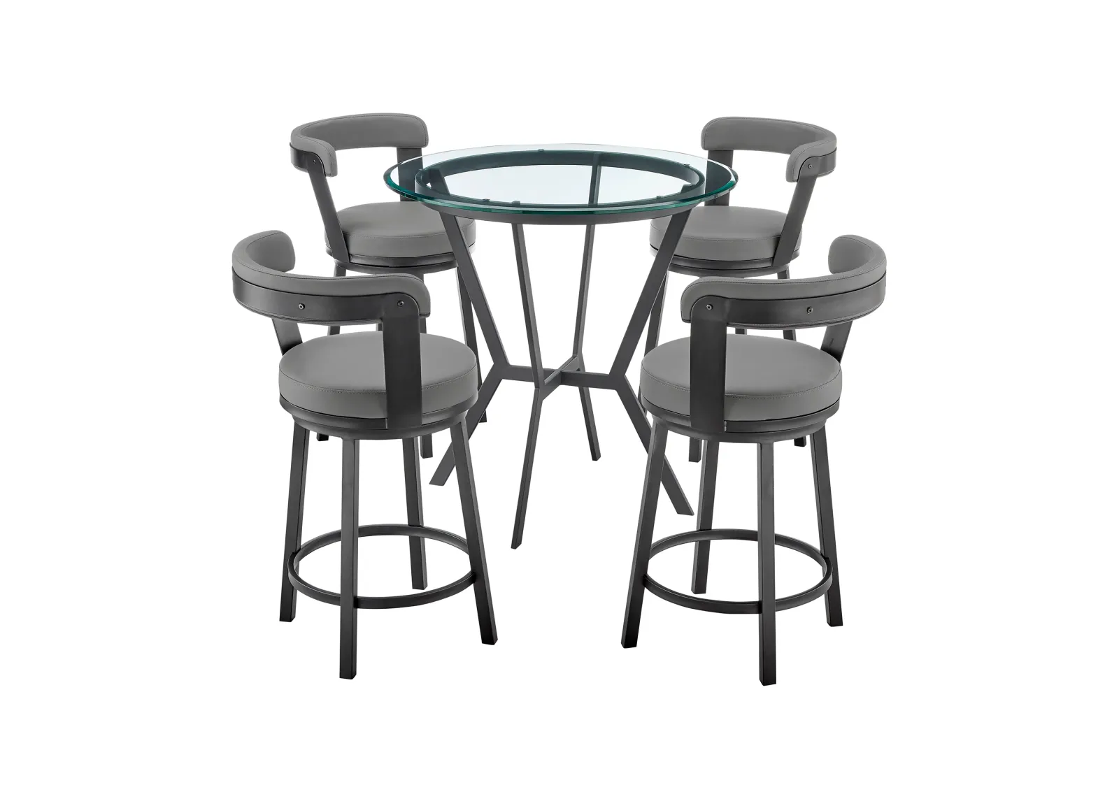 Naomi and Bryant 5-Piece Counter Height Dining Set in Black Metal and Grey Faux Leather