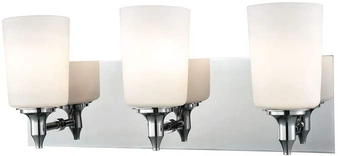 Alton Road 3-Light Vanity Lamp in Chrome with Opal Glass