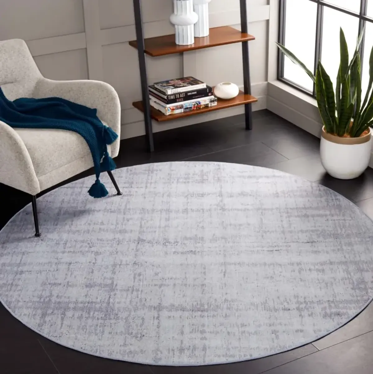 TACOMA 857 M/W S/R LIGHT GREY  4' x 4' Round Round Rug