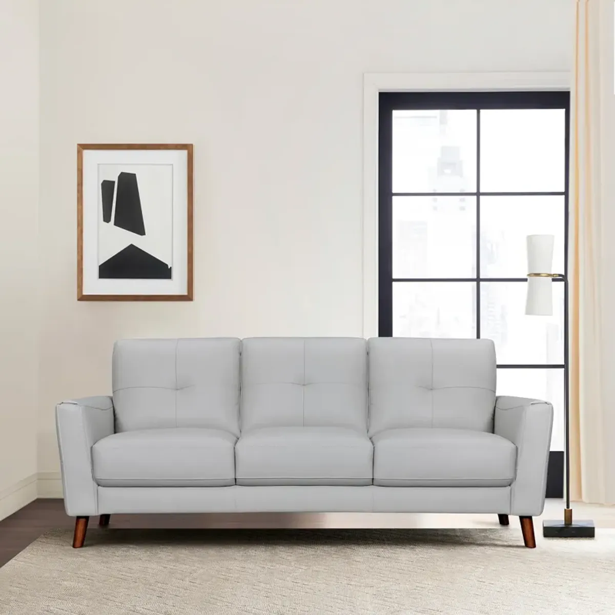 Almafi 82" Dove Gray Leather Sofa