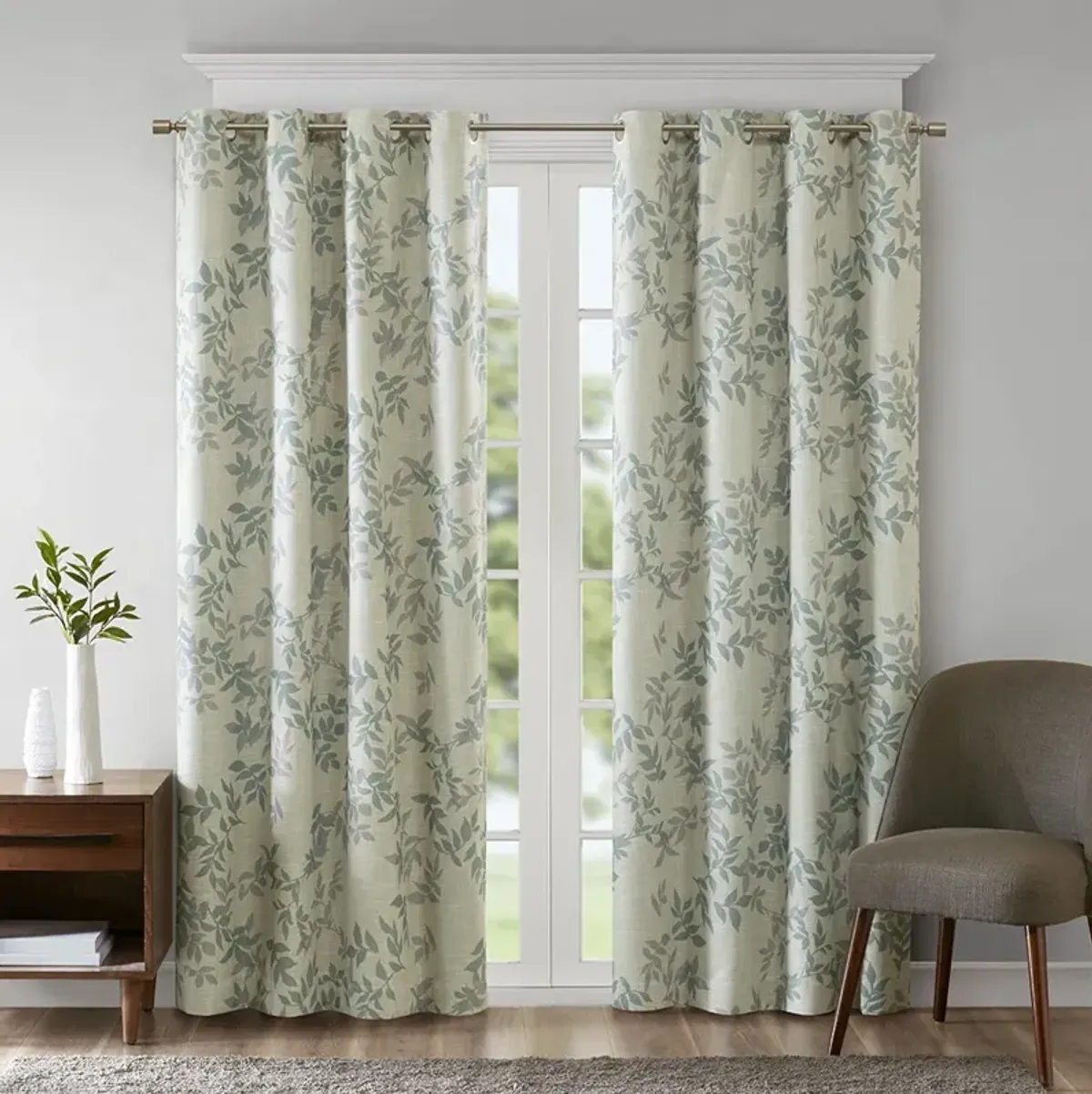 SunSmart Julie Aqua Printed Botanical Blackout Curtain Panel