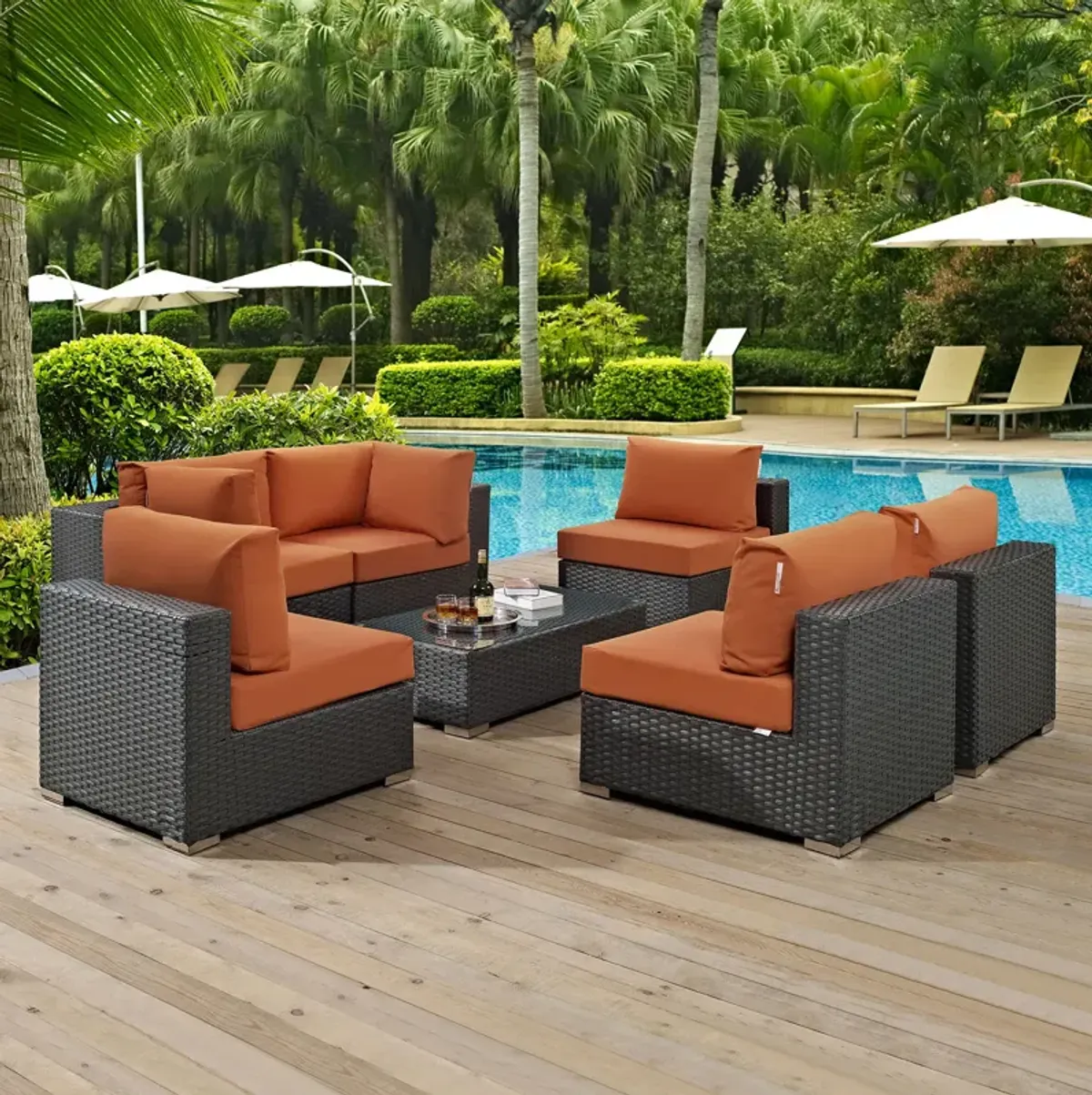 Sojourn 7 Piece Outdoor Patio Sunbrella® Sectional Set