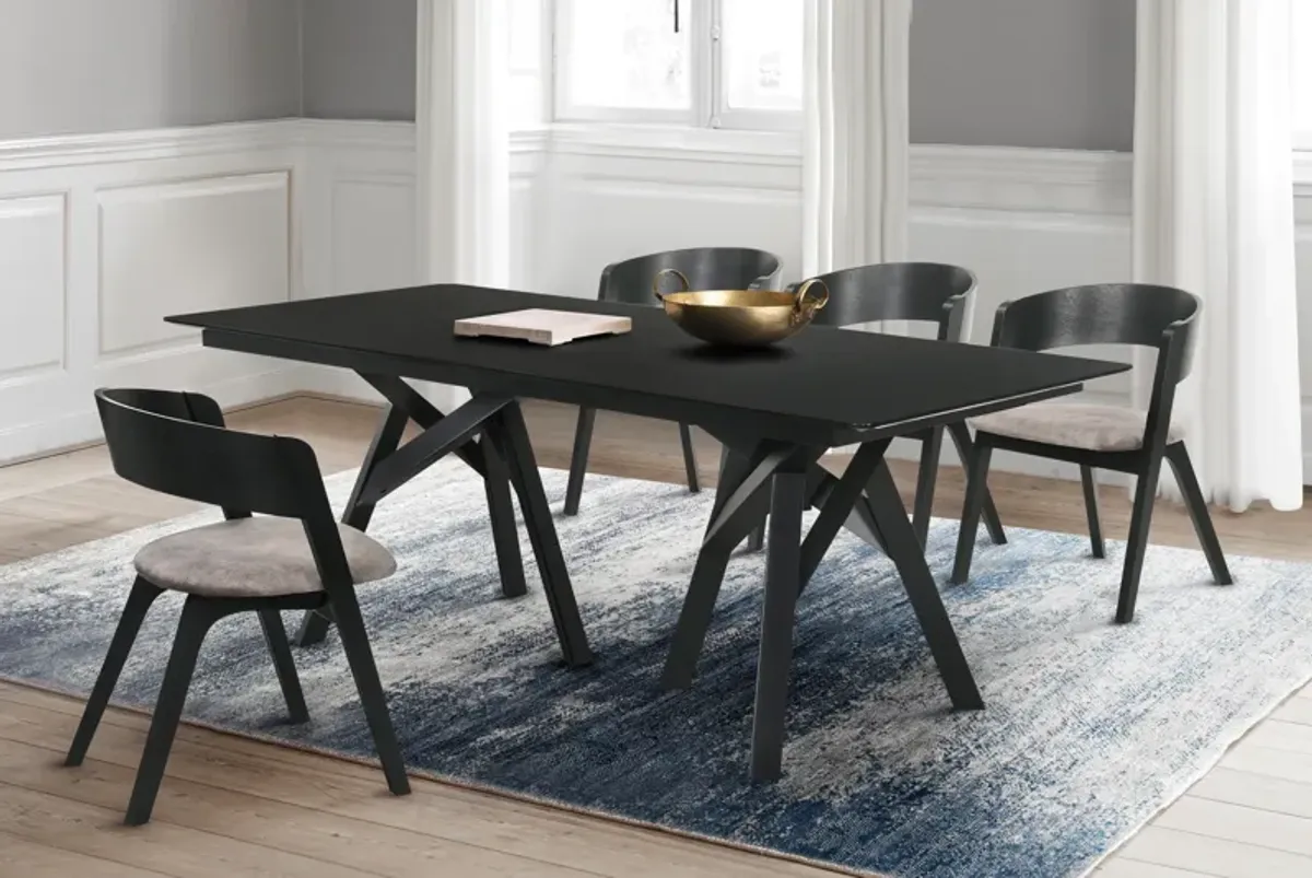 Cortina and Jackie 5 Piece Black Rectangular Dining Set