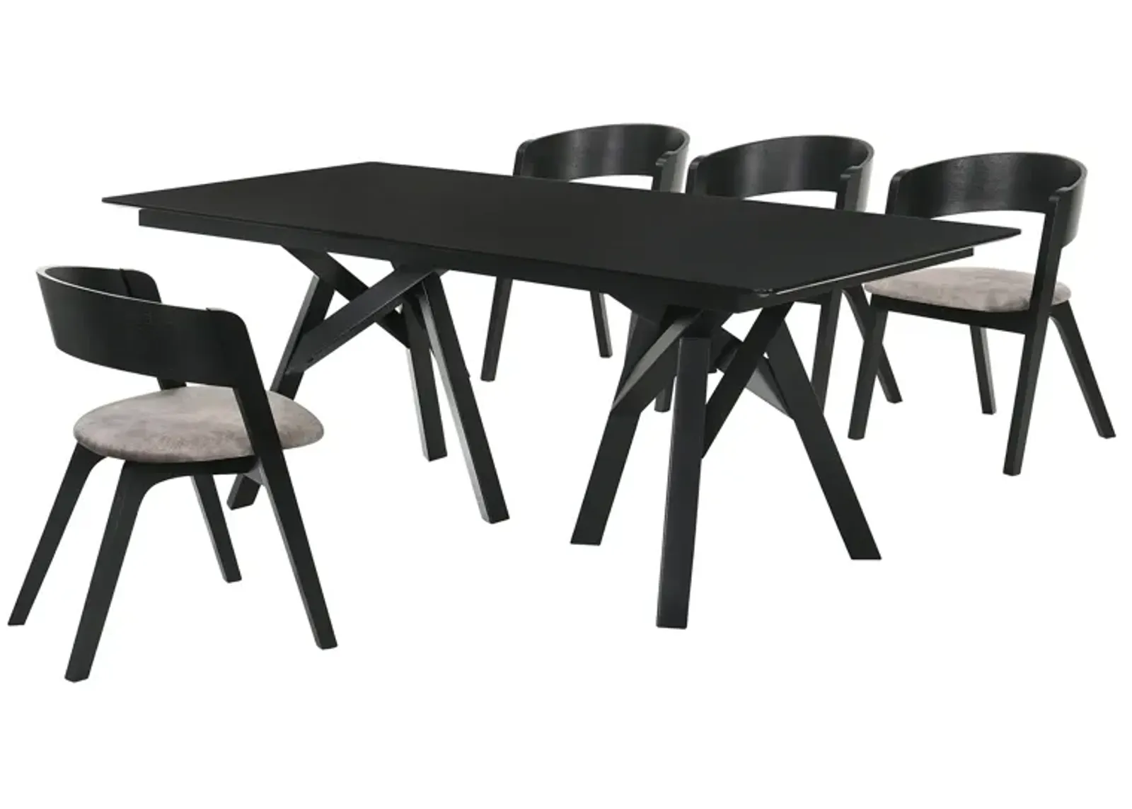 Cortina and Jackie 5 Piece Black Rectangular Dining Set