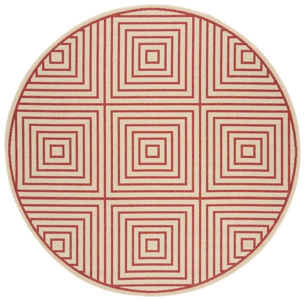 BEACH HOUSE 123 Red 6'-7' X 6'-7' Round Round Rug