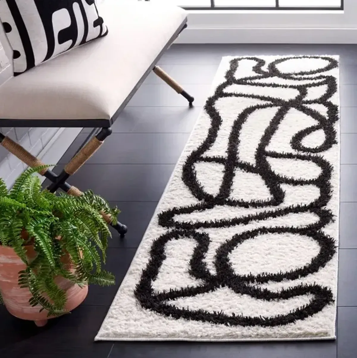 NORWAY 202 Black 2'-2' X 12' Runner Rug