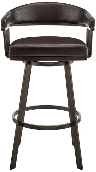 Bronson 25" Counter Height Swivel Bar Stool in Java Brown Finish and Chocolate Faux Leather