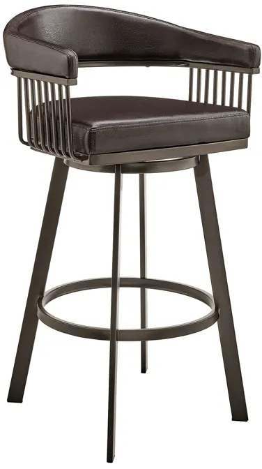 Bronson 25" Counter Height Swivel Bar Stool in Java Brown Finish and Chocolate Faux Leather