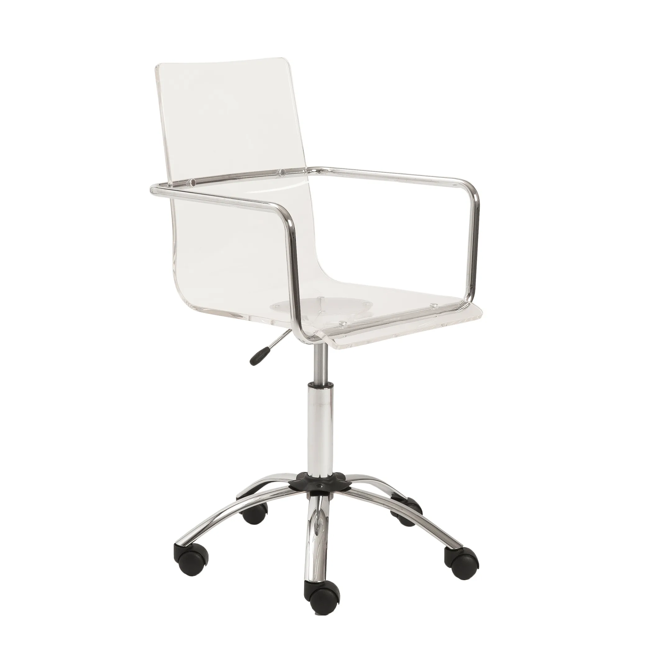 Chloe Office Chair in Clear with Chromed Steel Base