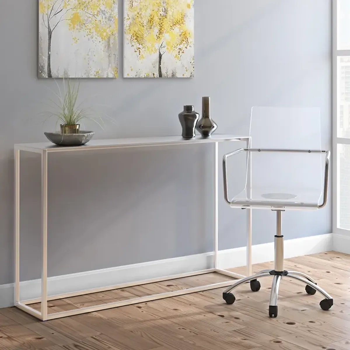 Chloe Office Chair in Clear with Chromed Steel Base