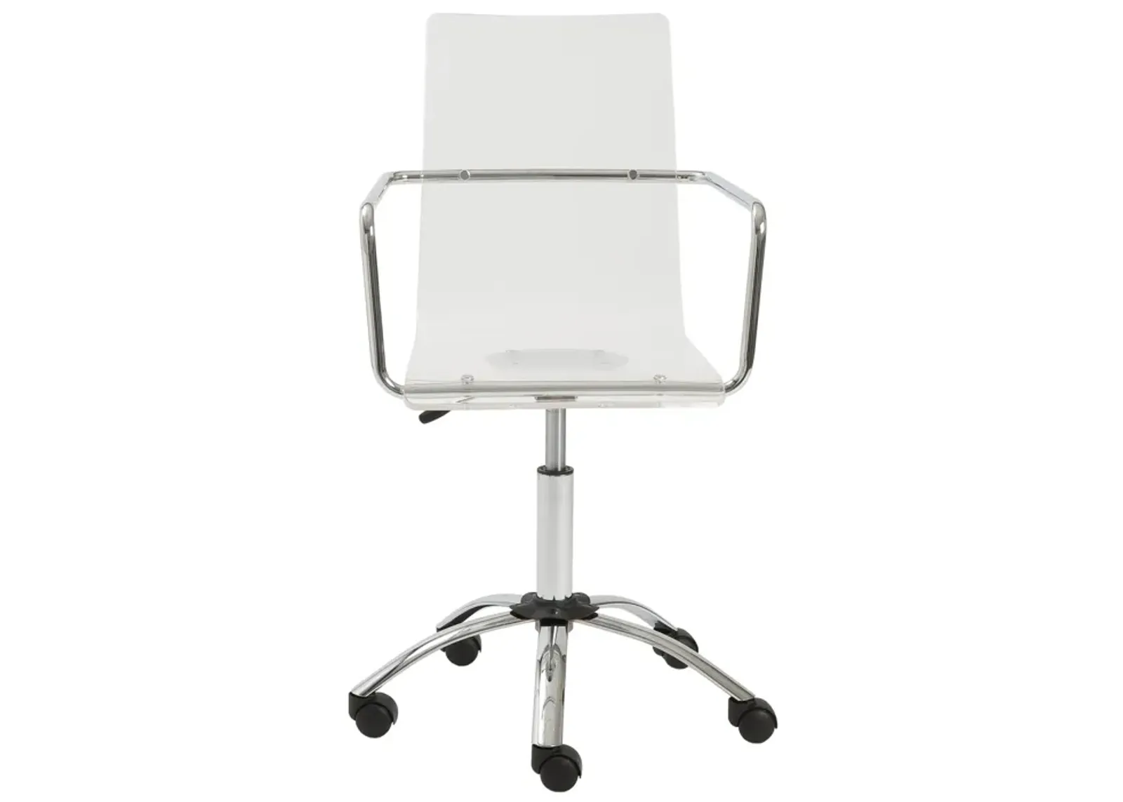 Chloe Office Chair in Clear with Chromed Steel Base