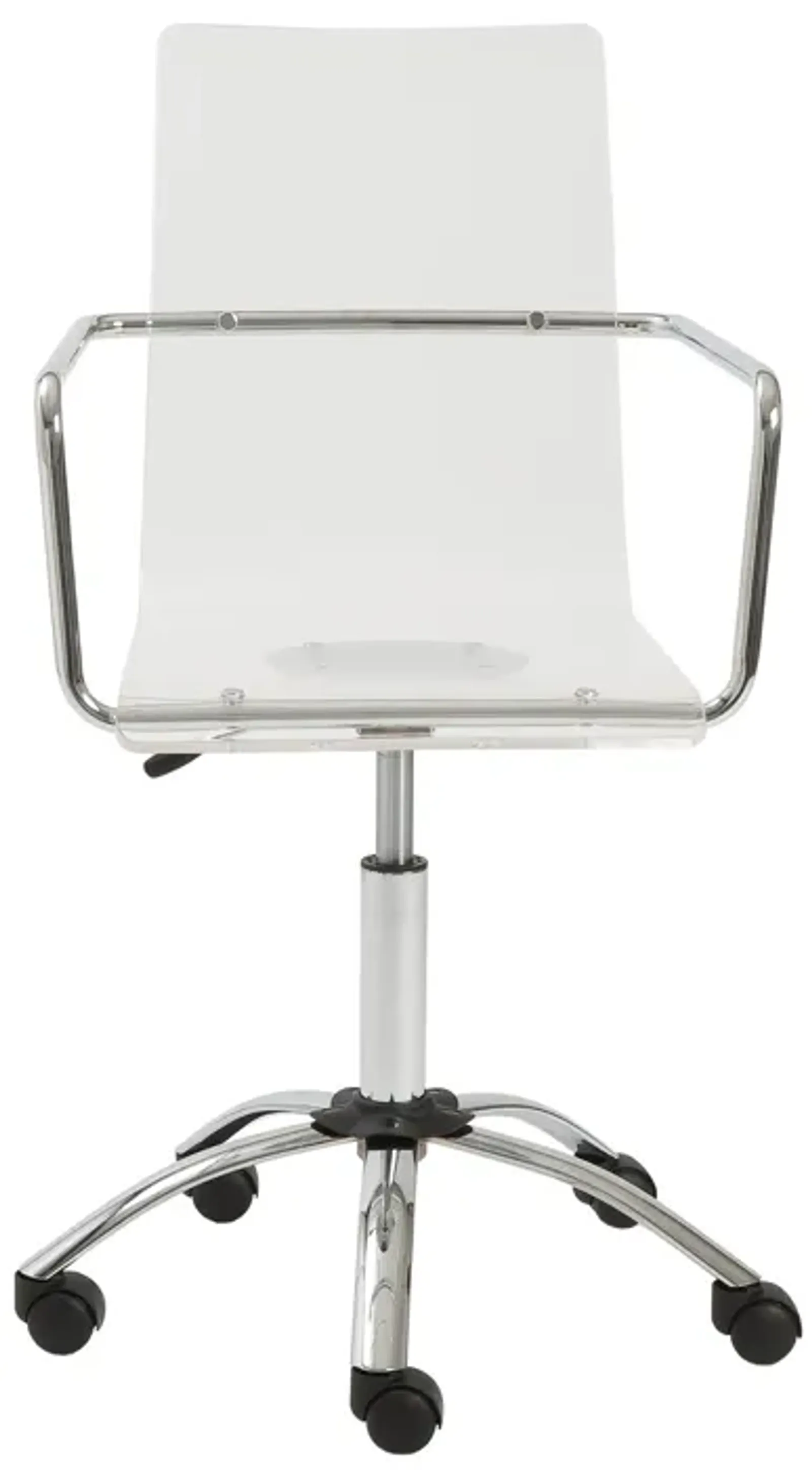 Chloe Office Chair in Clear with Chromed Steel Base