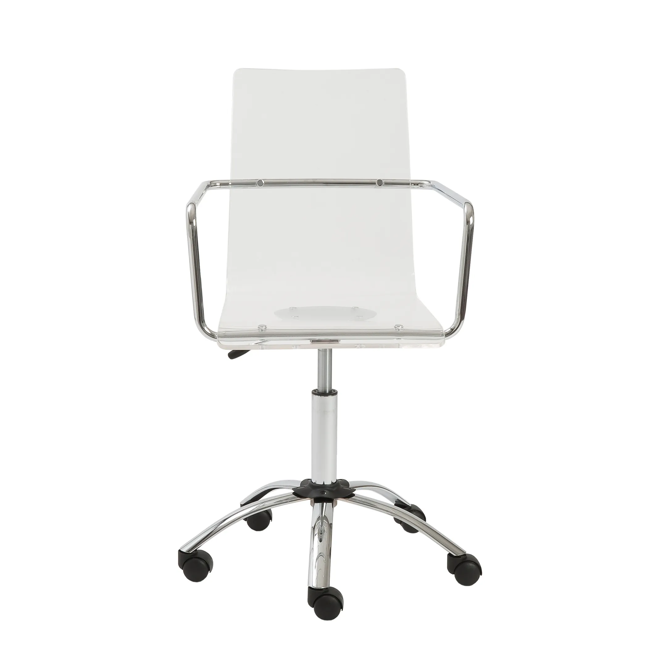 Chloe Office Chair in Clear with Chromed Steel Base