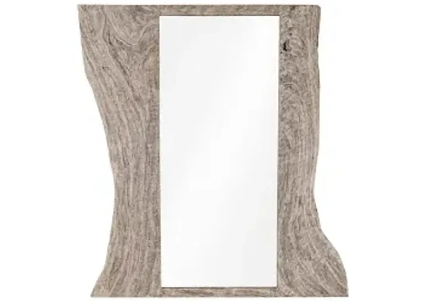 split slab mirror, gray stone