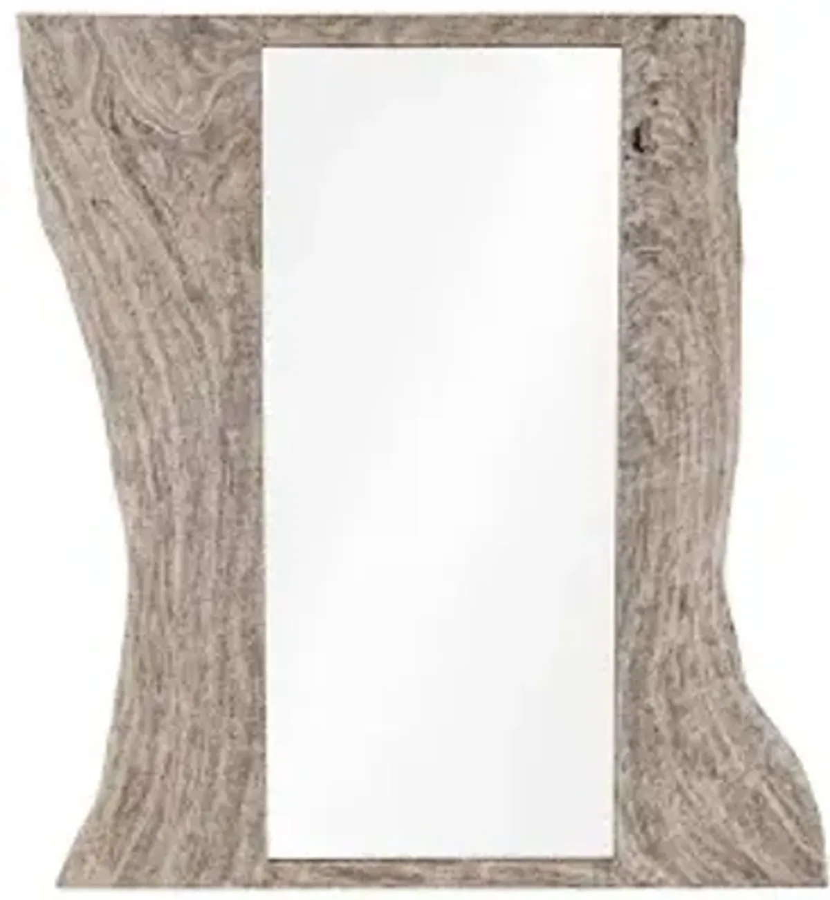 split slab mirror, gray stone