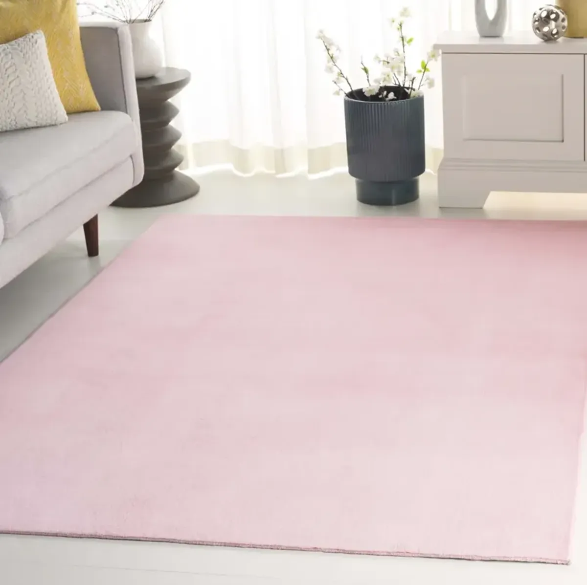 FAUX RABBIT FUR 100 PINK 2' x 3' Accent Rug