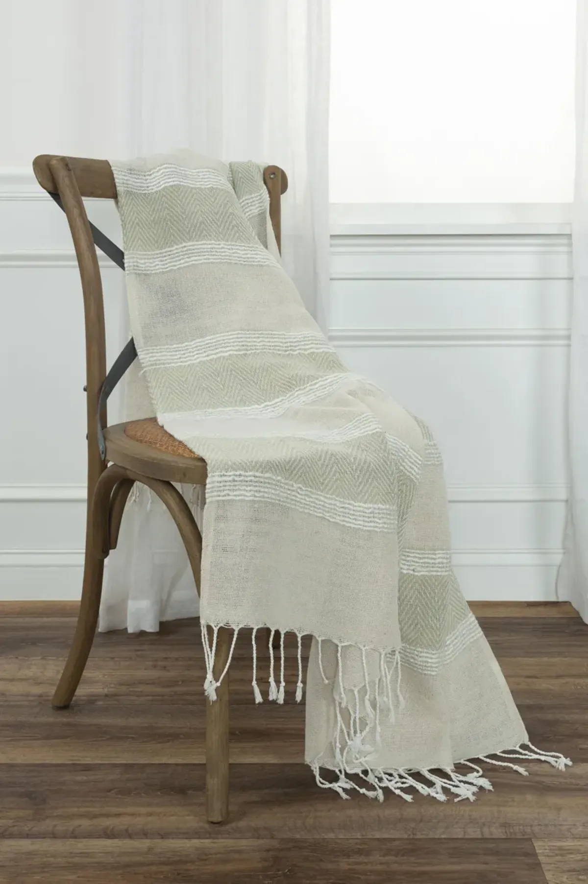 Stripe And Chevron Natural  Throw