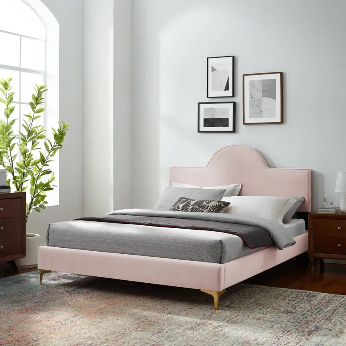 Sunny Performance Velvet Queen Bed