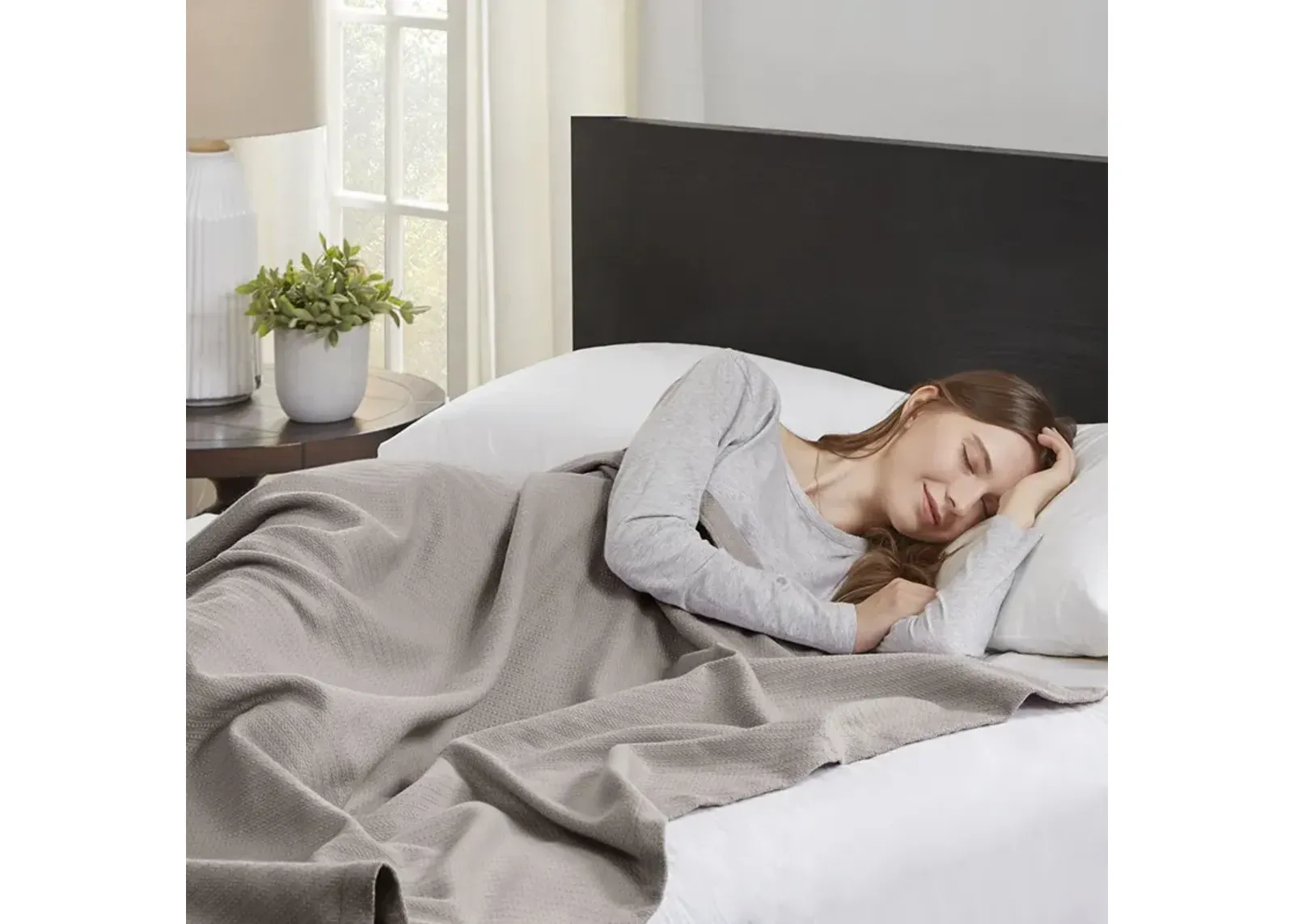 Madison Park Liquid Cotton Grey Blanket