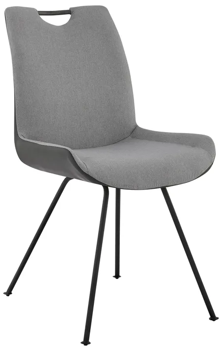 Coronado Contemporary Dining Chair in Gray Powder Coated Finish and Pewter Fabric - Set of 2