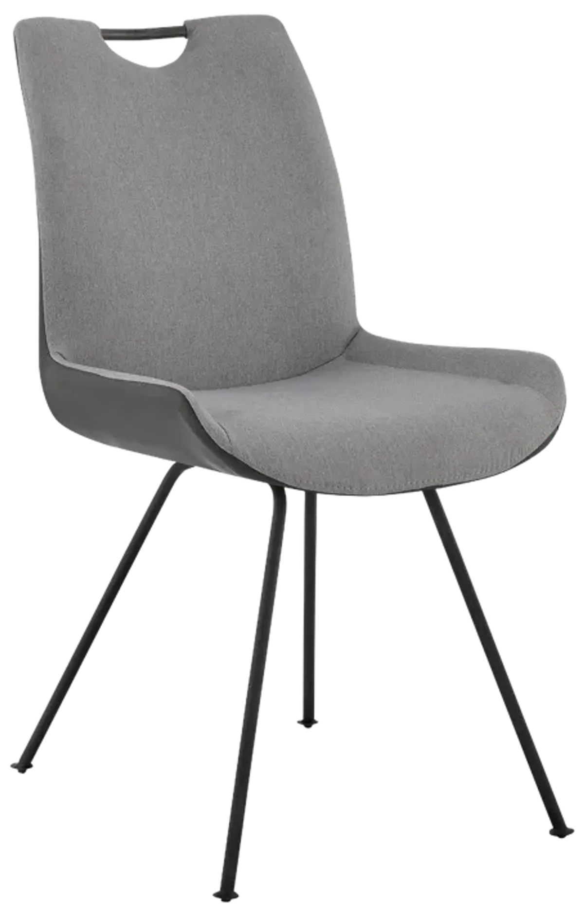 Coronado Contemporary Dining Chair in Gray Powder Coated Finish and Pewter Fabric - Set of 2