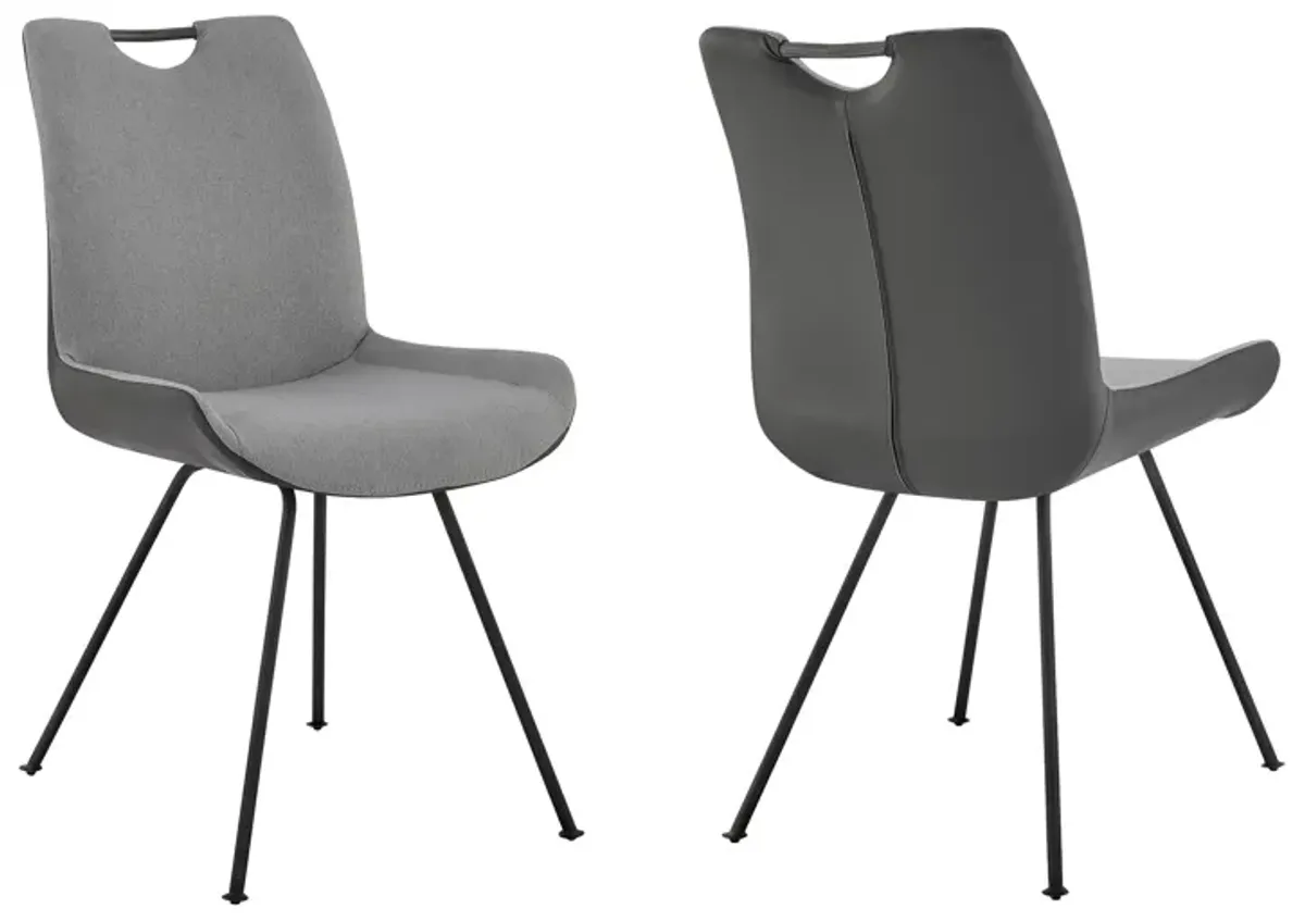 Coronado Contemporary Dining Chair in Gray Powder Coated Finish and Pewter Fabric - Set of 2