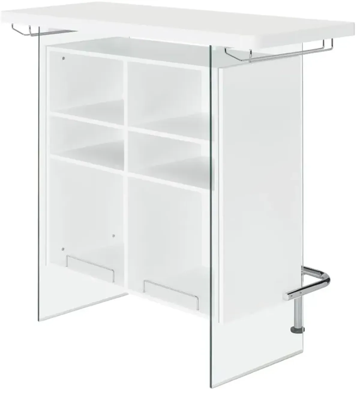 Acosta Rectangular Bar Unit with Footrest and Glass Side Panels