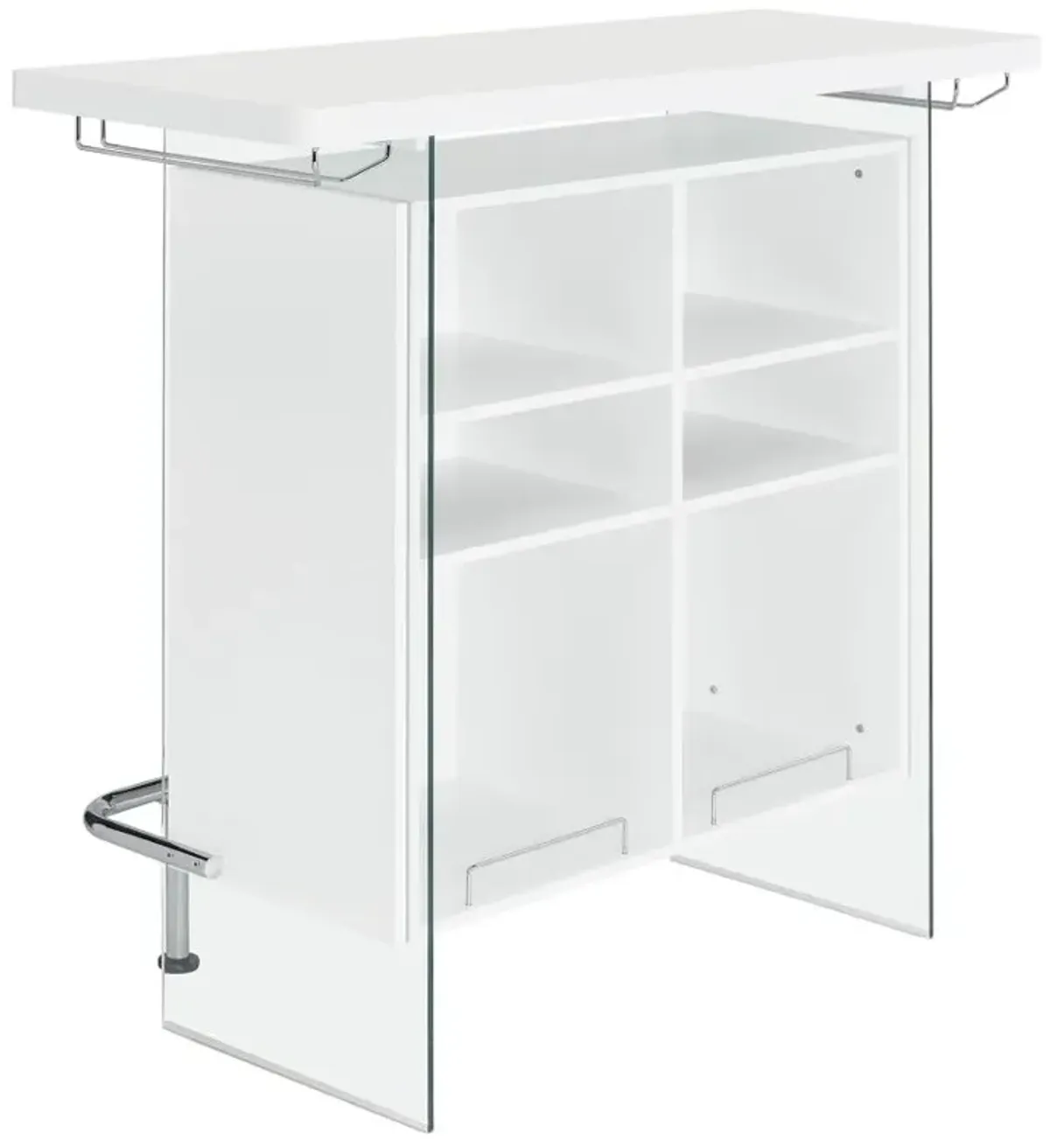 Acosta Rectangular Bar Unit with Footrest and Glass Side Panels