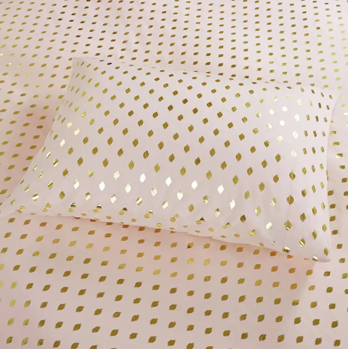 Intelligent Design Metallic Dot Blush/Gold Printed Sheet Set