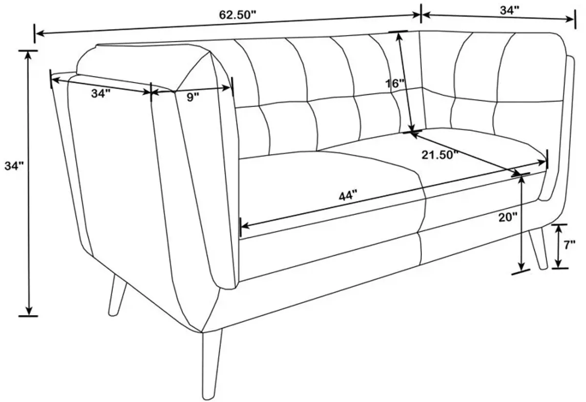 Abby Upholstered Button Tufted Loveseat