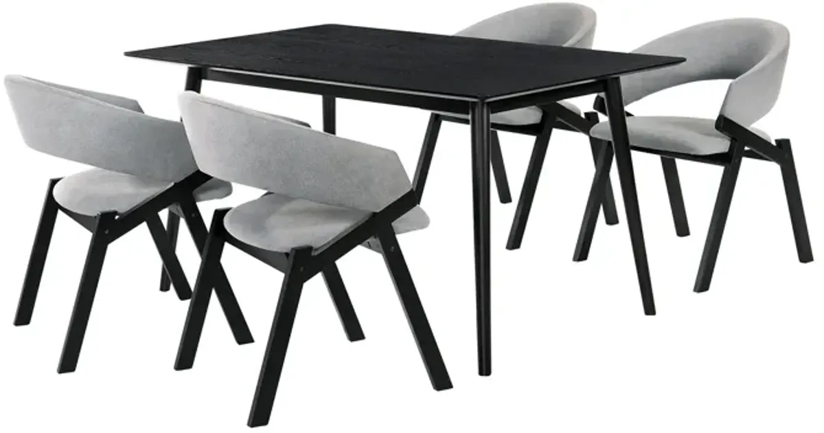 Westmont and Talulah Grey and Black 5 Piece Dining Set