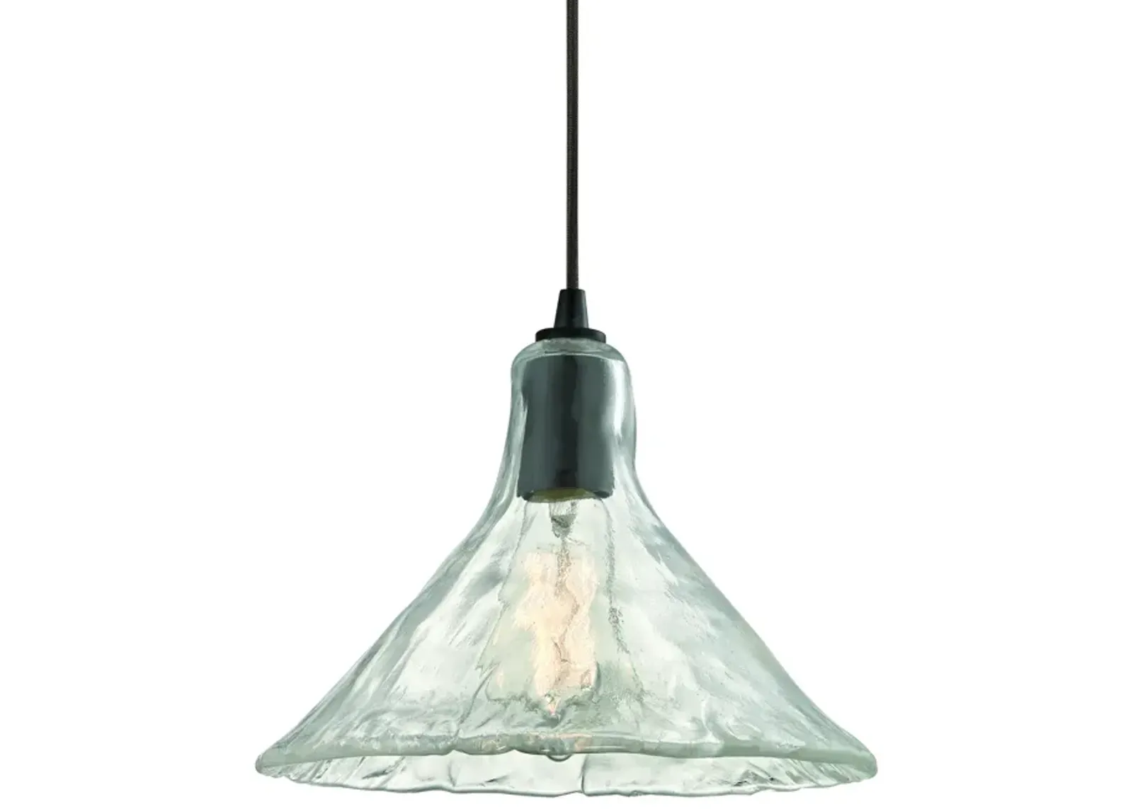 Hand Formed Glass 10" Wide 1-Light Mini Pendant - Oil Rubbed Bronze