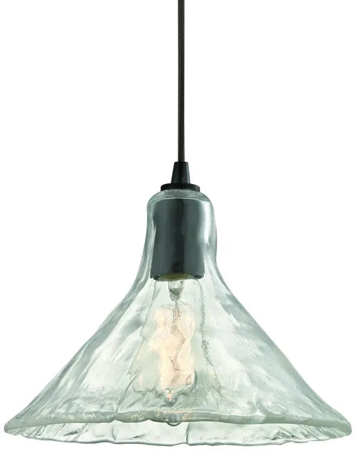 Hand Formed Glass 10" Wide 1-Light Mini Pendant - Oil Rubbed Bronze