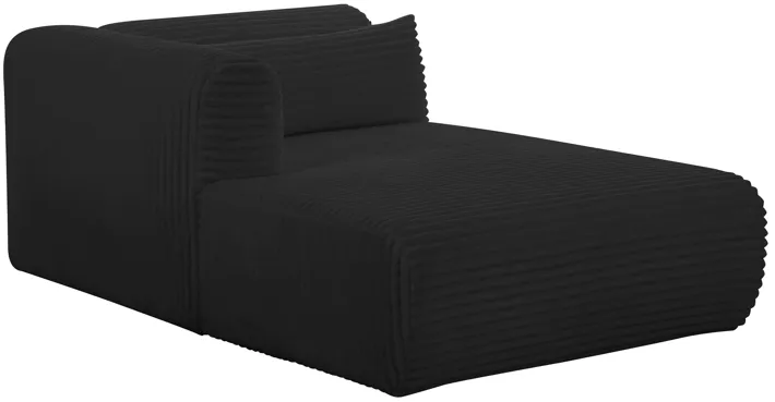 Tarra Fluffy Oversized Black Corduroy Modular LAF Chaise