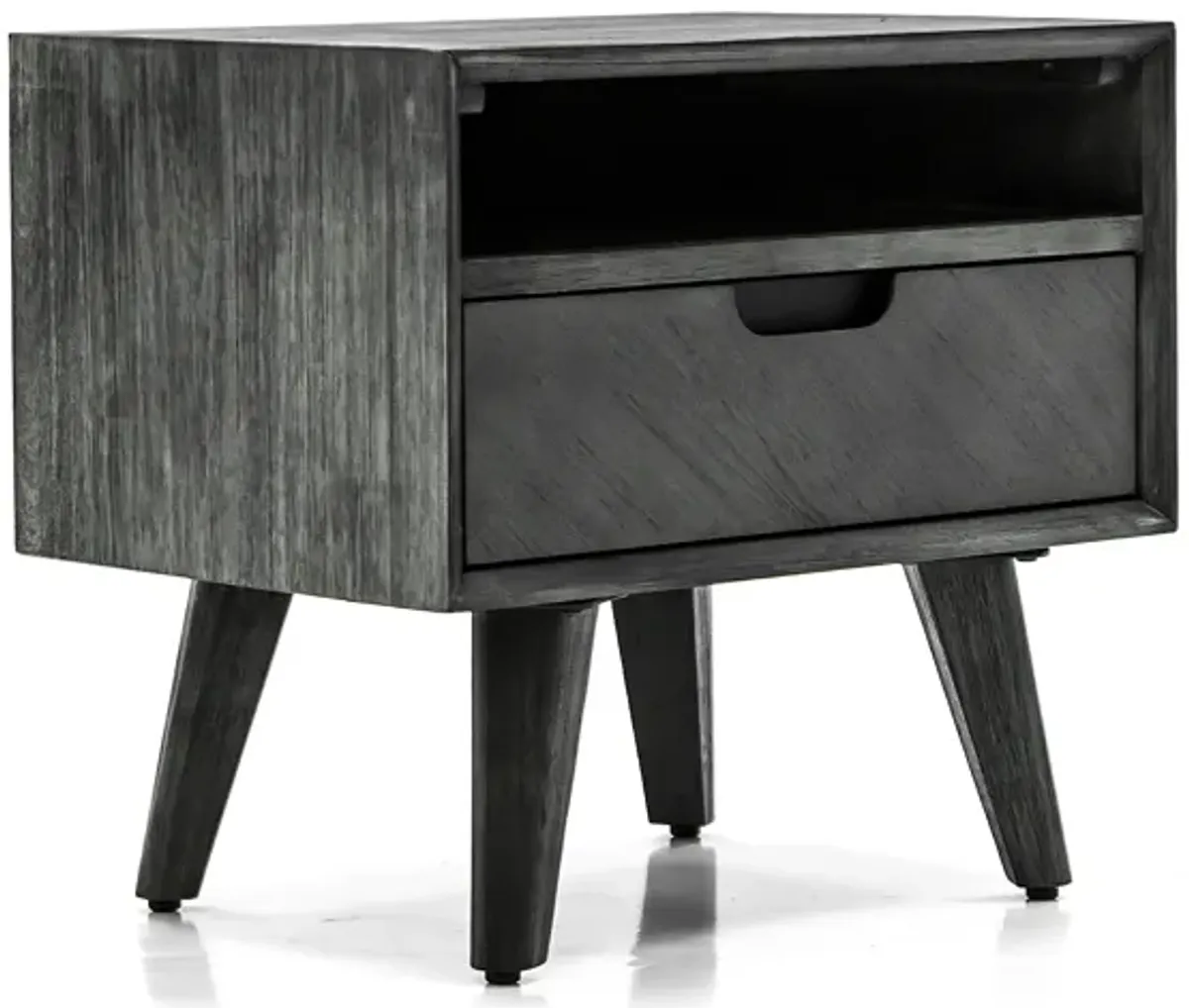 Mohave Mid-Century Tundra Gray Acacia Single Drawer Night Stand