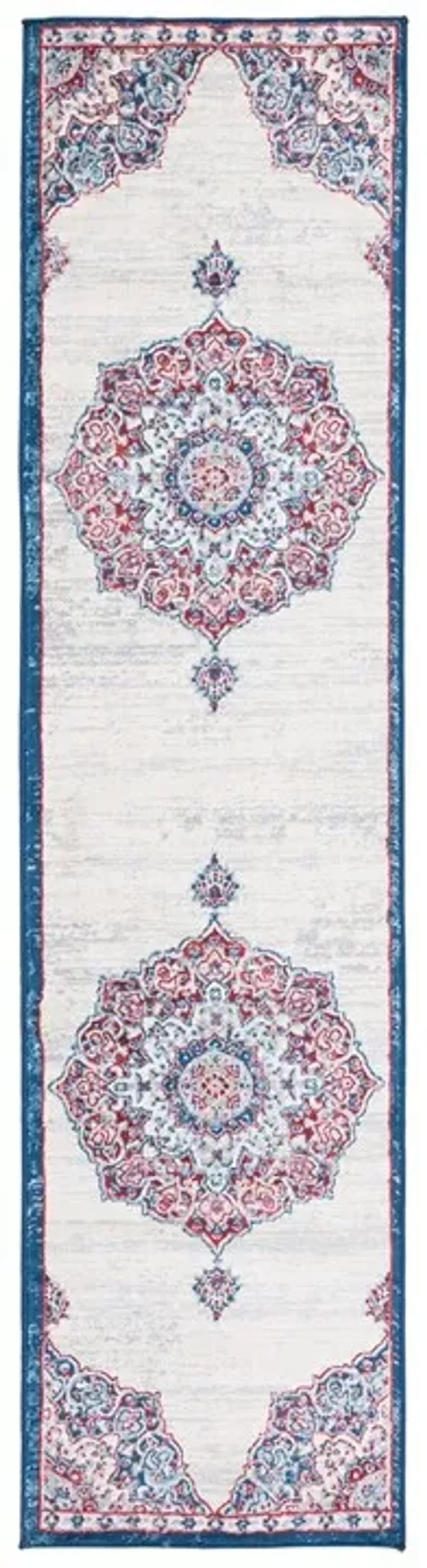 Brentwood 802 Ivory / Red 2' X 8' Runner Powerloomed Rug