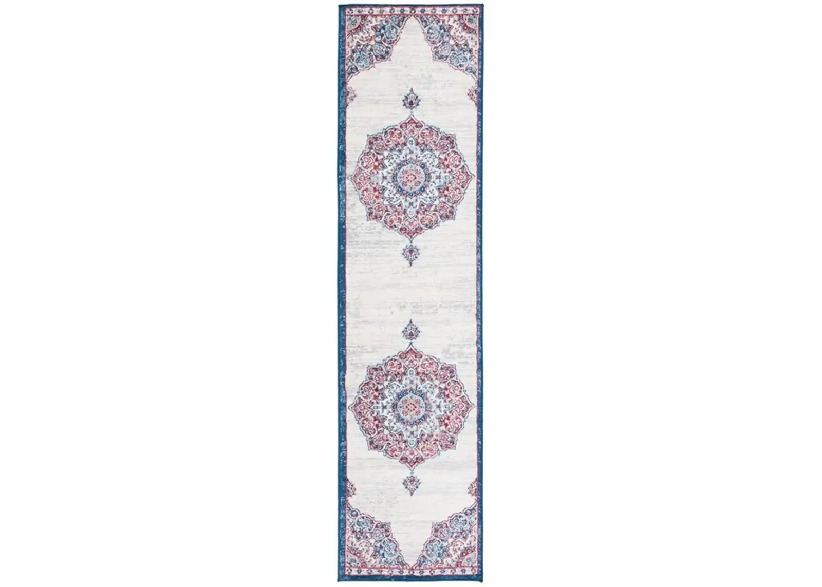 Brentwood 802 Ivory / Red 2' X 8' Runner Powerloomed Rug