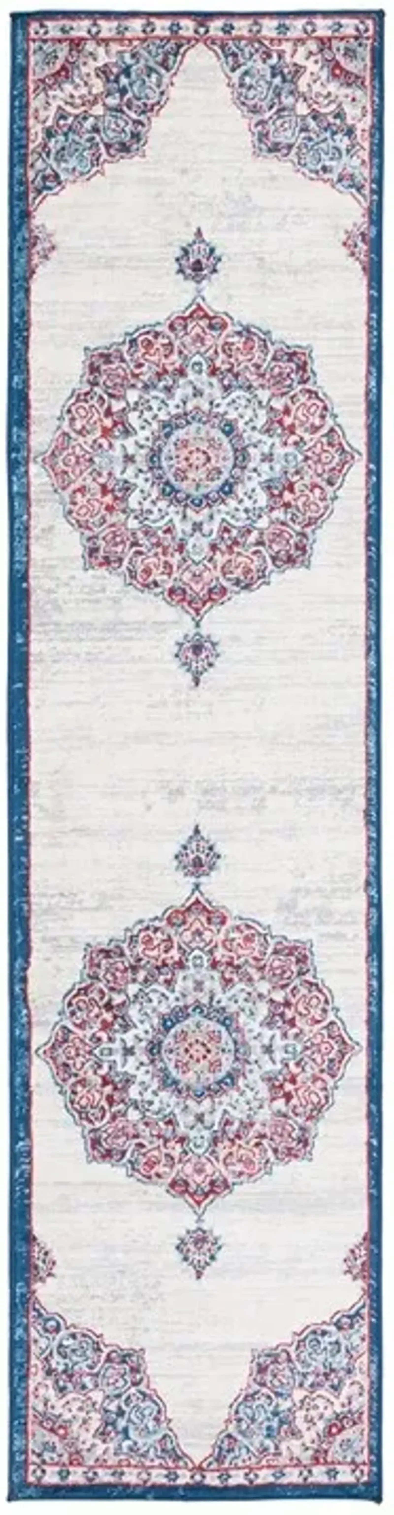 Brentwood 802 Ivory / Red 2' X 8' Runner Powerloomed Rug