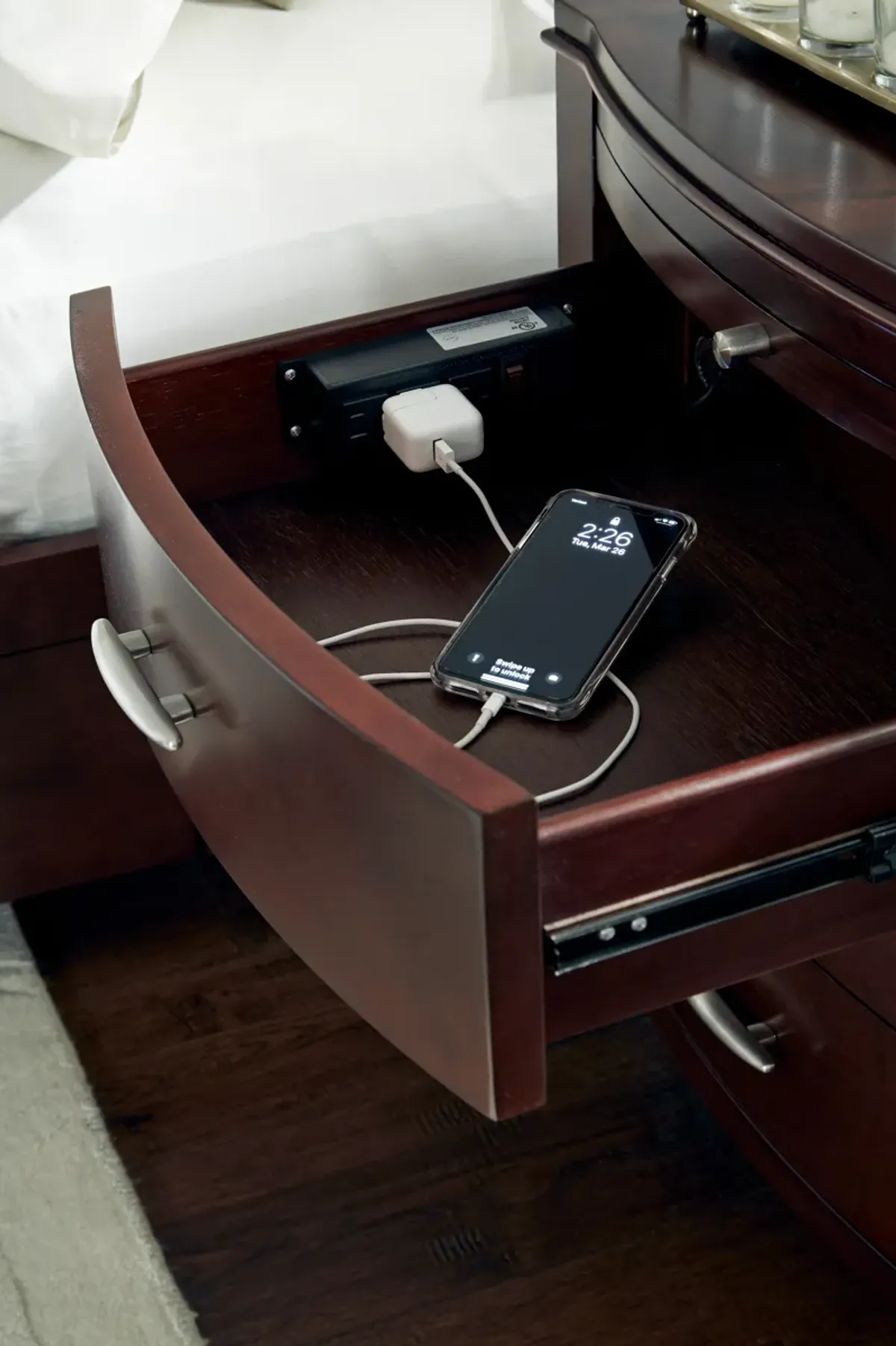 Brighton Charging Station Nightstand in Cinnamon