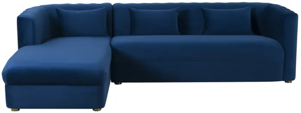 Callie Navy Velvet Sectional - Left Arm