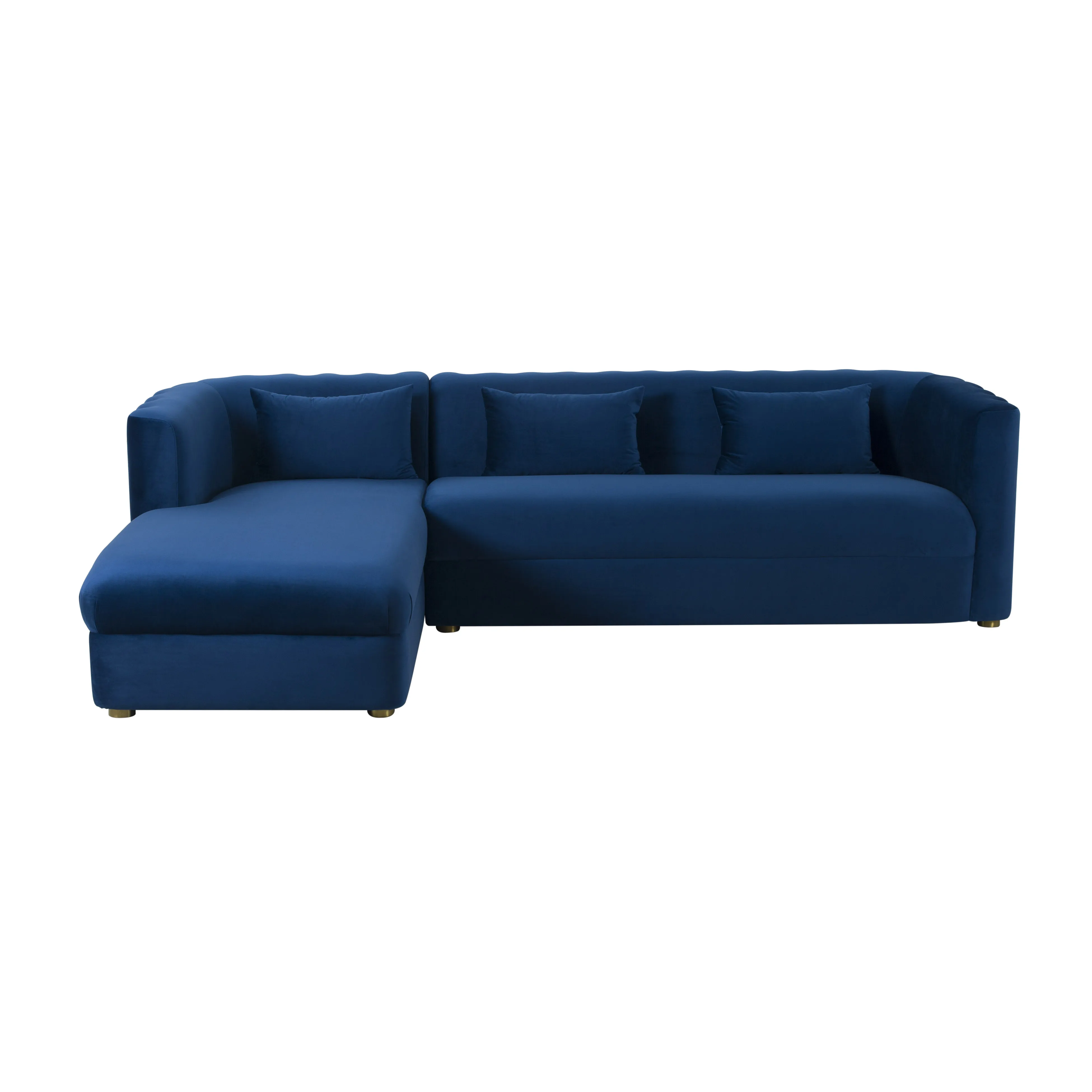 Callie Navy Velvet Sectional - Left Arm