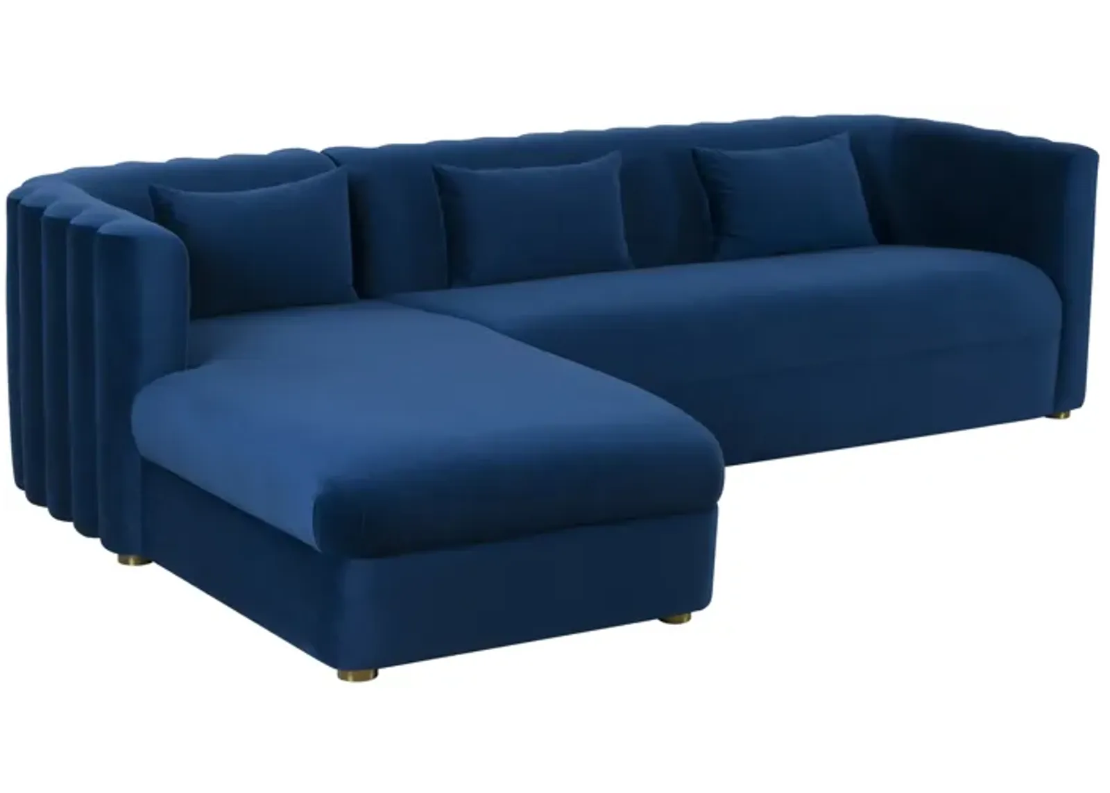 Callie Navy Velvet Sectional - Left Arm